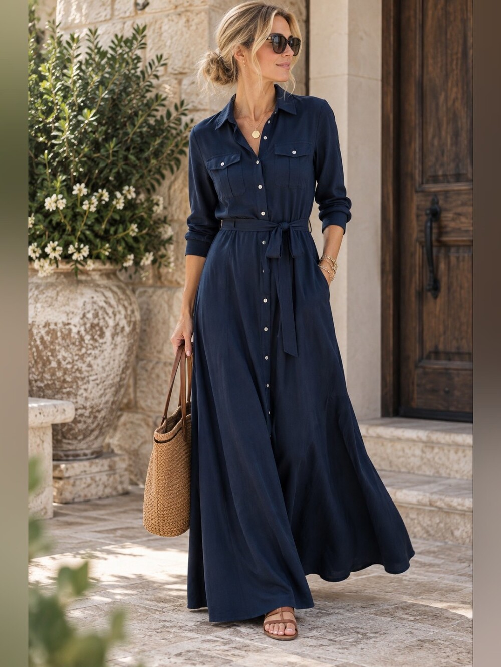 Soft Surroundings savanna maxi button shirt dress size pxs